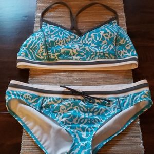 NWOT Lands End Turquoise, Gray & White Bikini